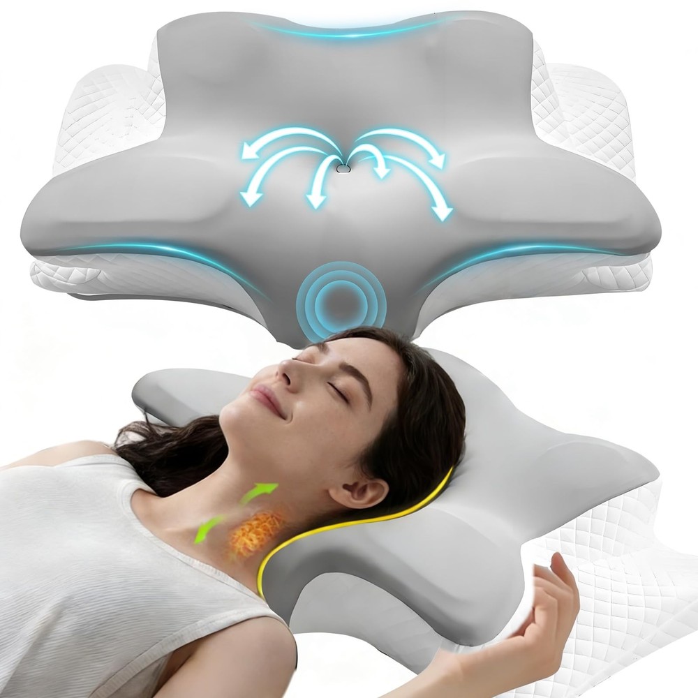 Adjustable Cervical Neck Pillow for Sleeping, Memory Foam Nuzzle Pillow for B...