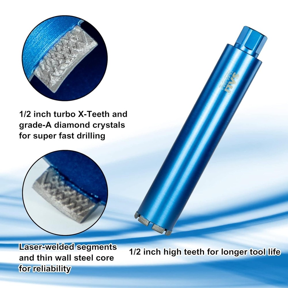 SALI 5" Diamond Core Drill Bit 1-1/4-7 Thread 15" Depth