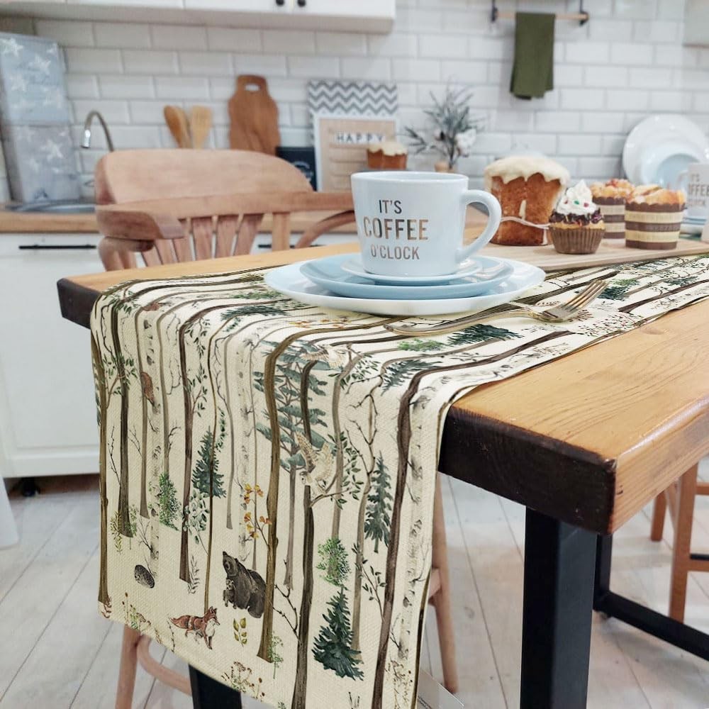 Rustic Forest Table Runner, Lodge Cabin Country 13X72, Brown