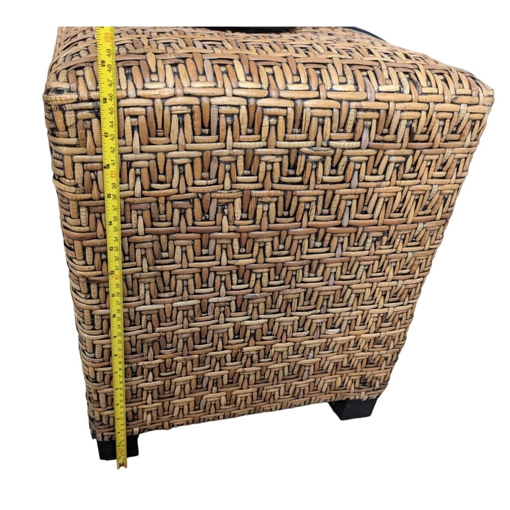 Brown Woven Rattan Ottoman cube