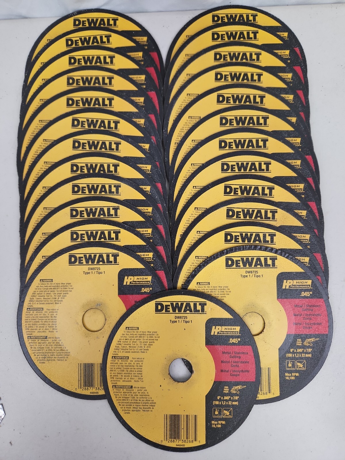 DEWALT DW 8725 6" THIN HP METAL CUTTING WHEEL 100 Pack