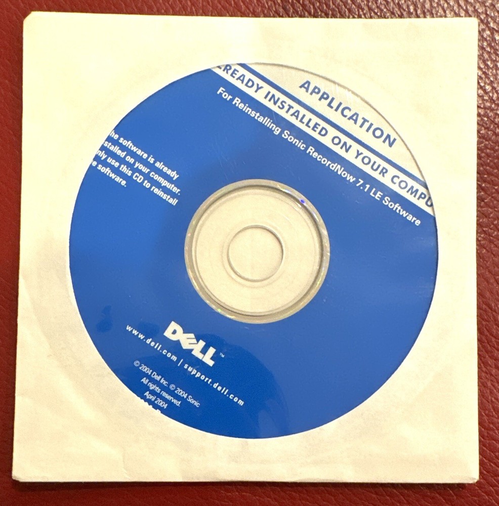 Dell For Reinstalling Sonic Record Now7.1 LE Software 2004