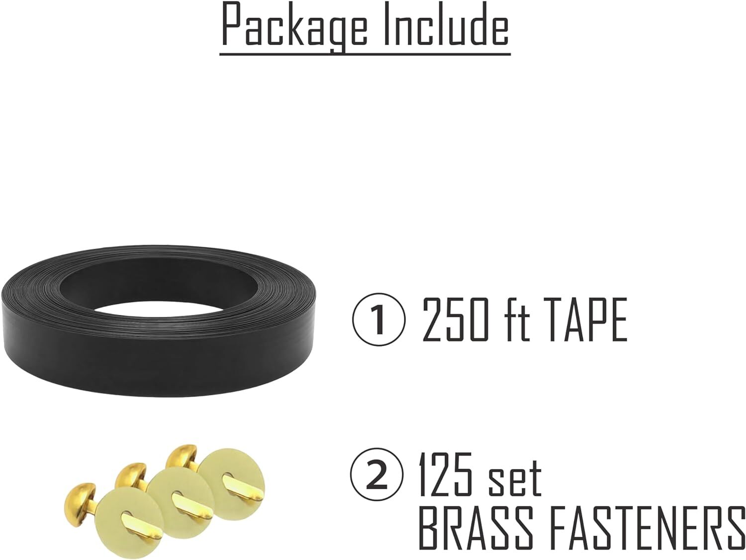 Chain Link Fence Privacy Slats Tape w/ Brass Fasteners, Black, 1.8 in x 250 ft