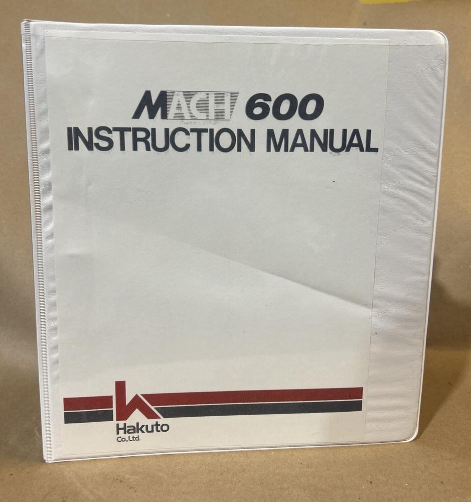 Hakuto Co Ltd Mach 600 Instruction Manual
