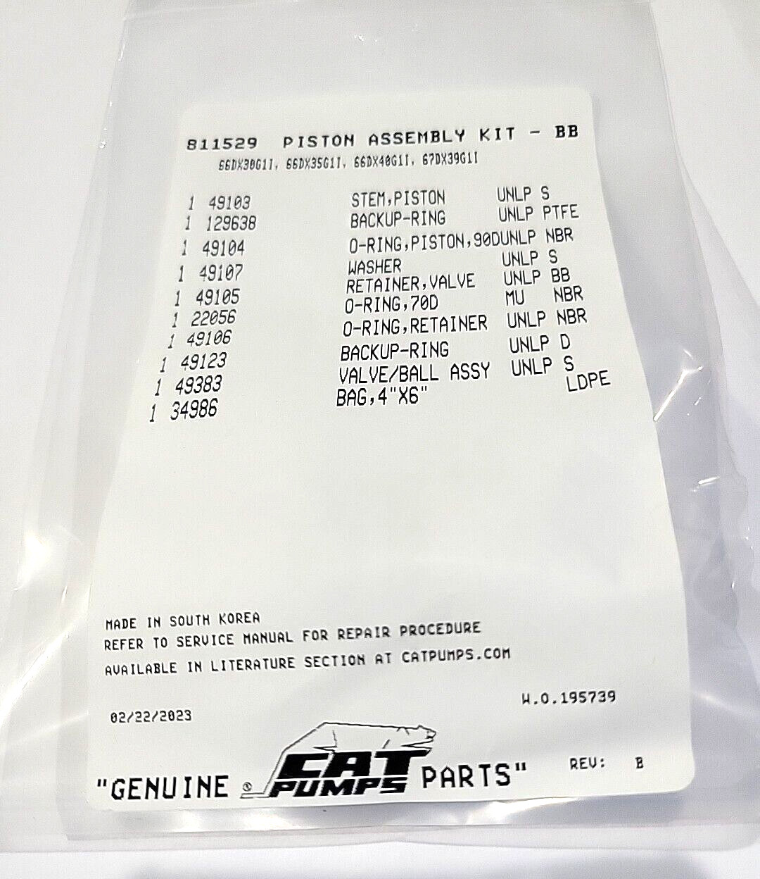 #811529 Cat Pumps Unloader Repair Piston Assembly Cat 66DX, 67DX Pumps OEM