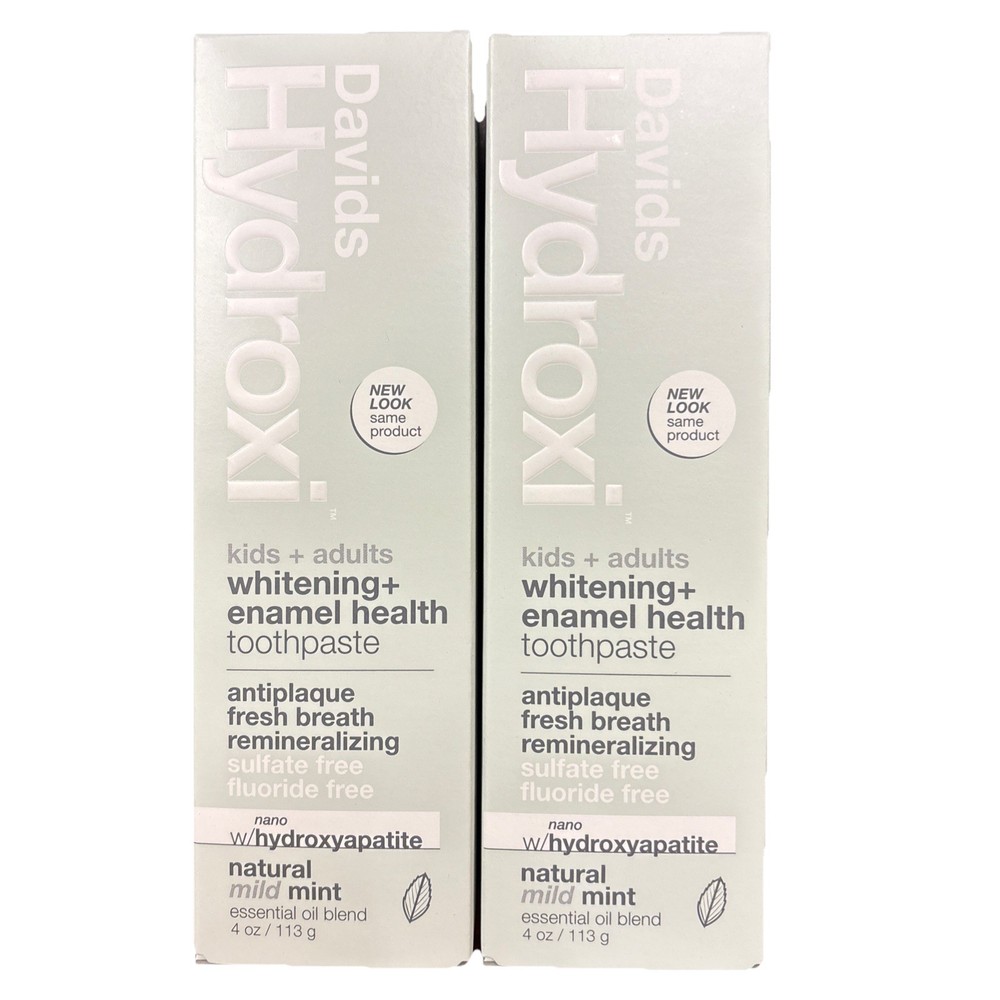 2-PACK Davids Hydroxi Mild Mint Fluoride Free Nano Hydroxyapatite Toothpaste