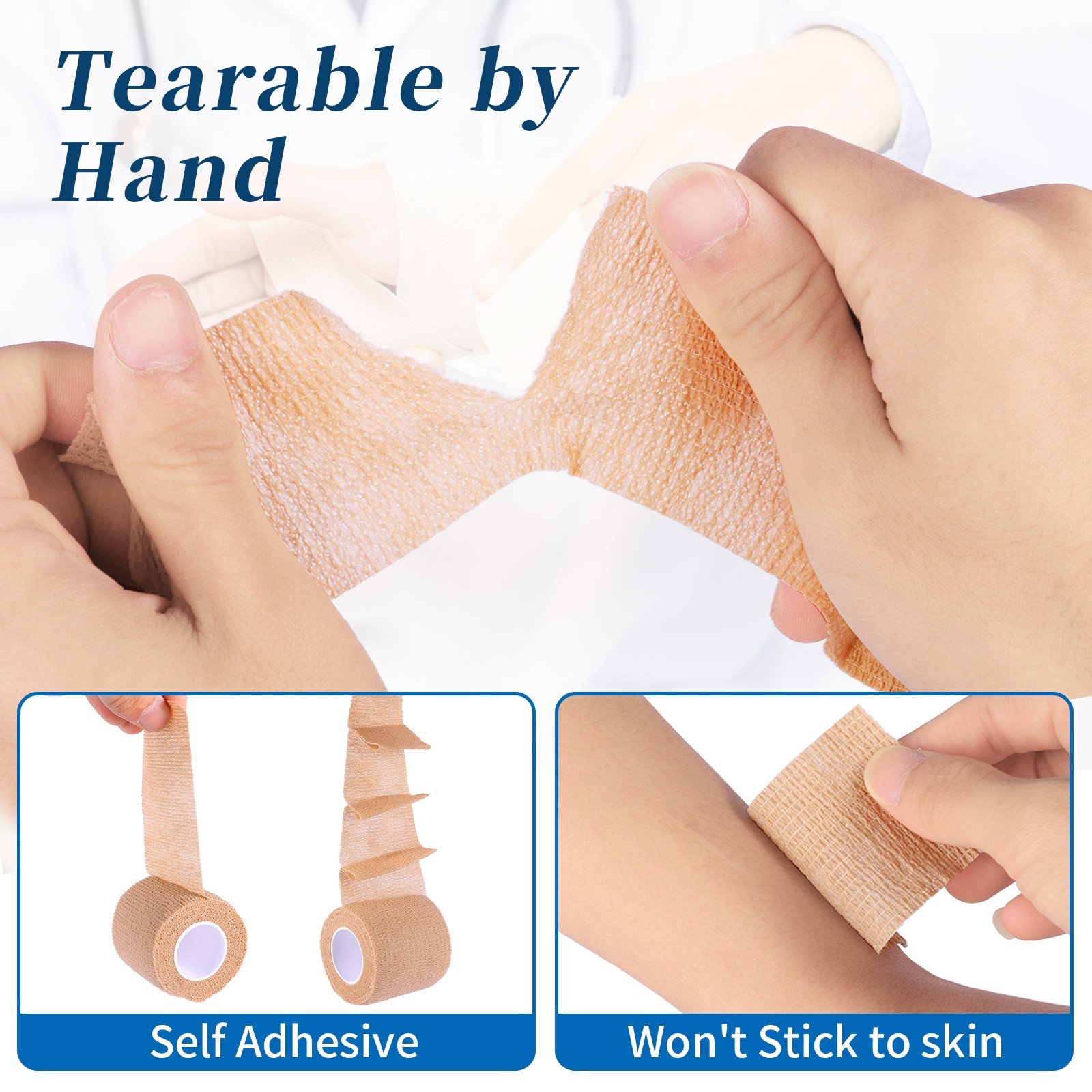 24 Count Self Adhesive Bandage Wrap 2" x 5 Yards (15 feet) Tape Pick Your Color