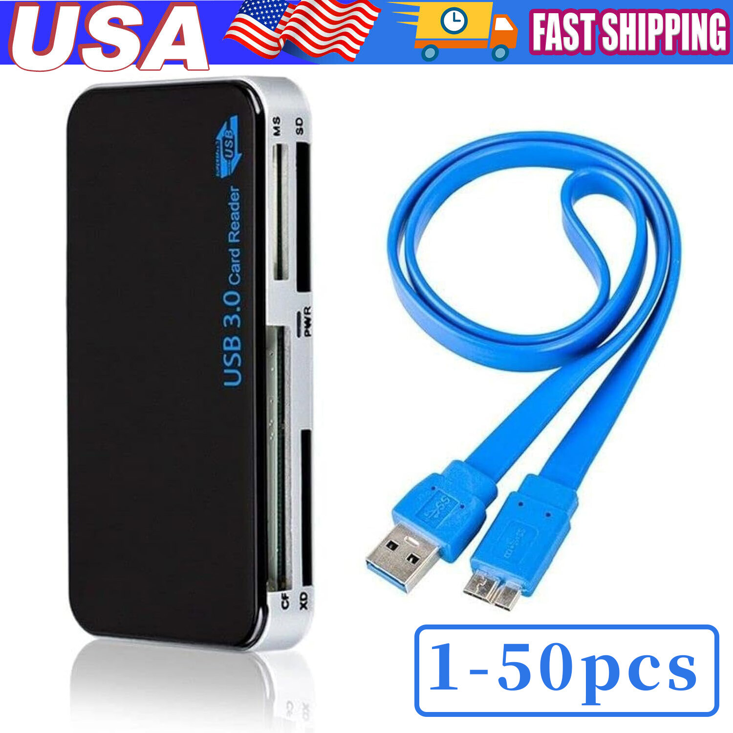USB 3.0 Memory Card Reader Adapter 5GBPS Fit CF/TF/SD/Micro SD/XD/M2/MS Card LOT