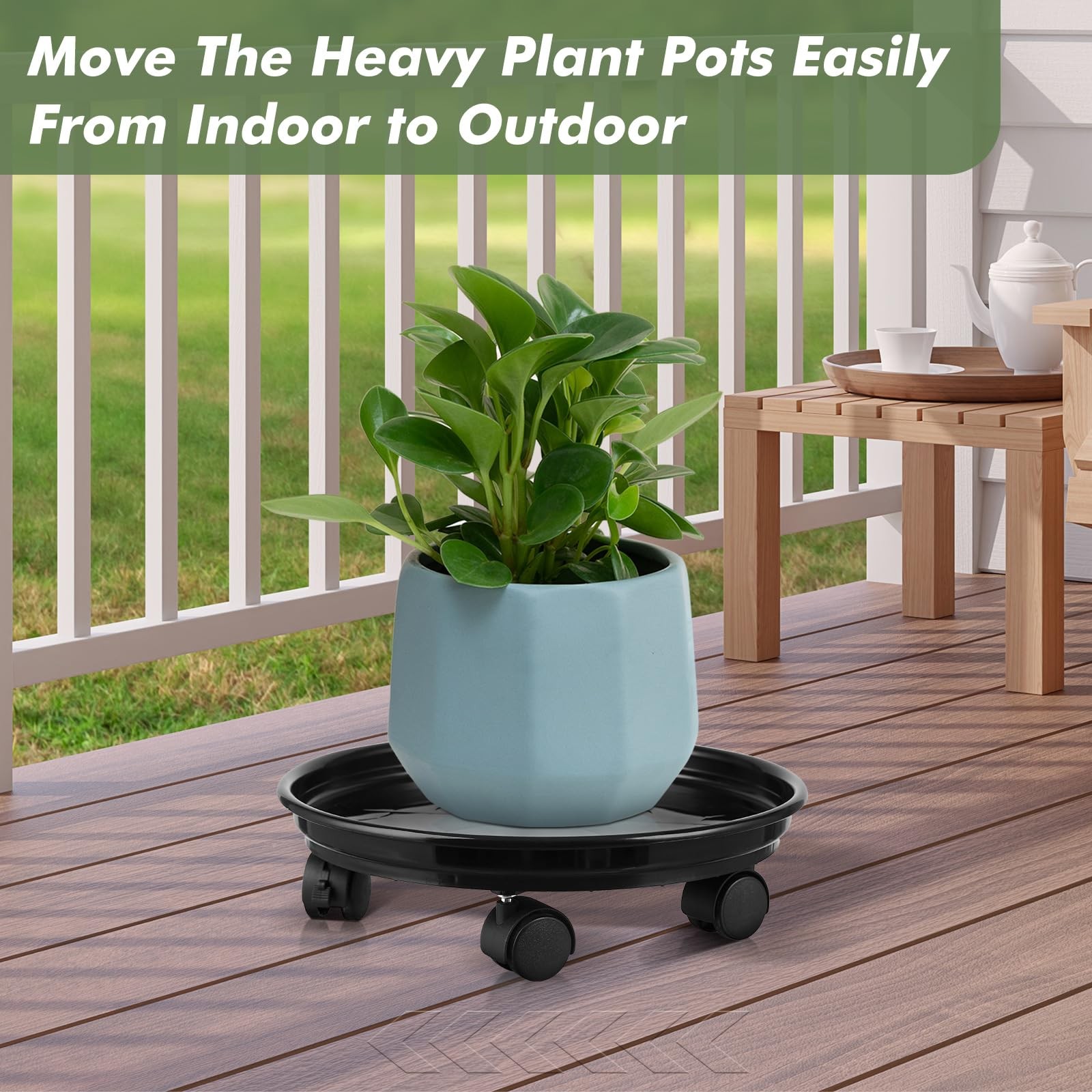 6 Packs Plant Caddy with Wheels 11.8" Plastic Rolling Plant Dolly Coasters He...