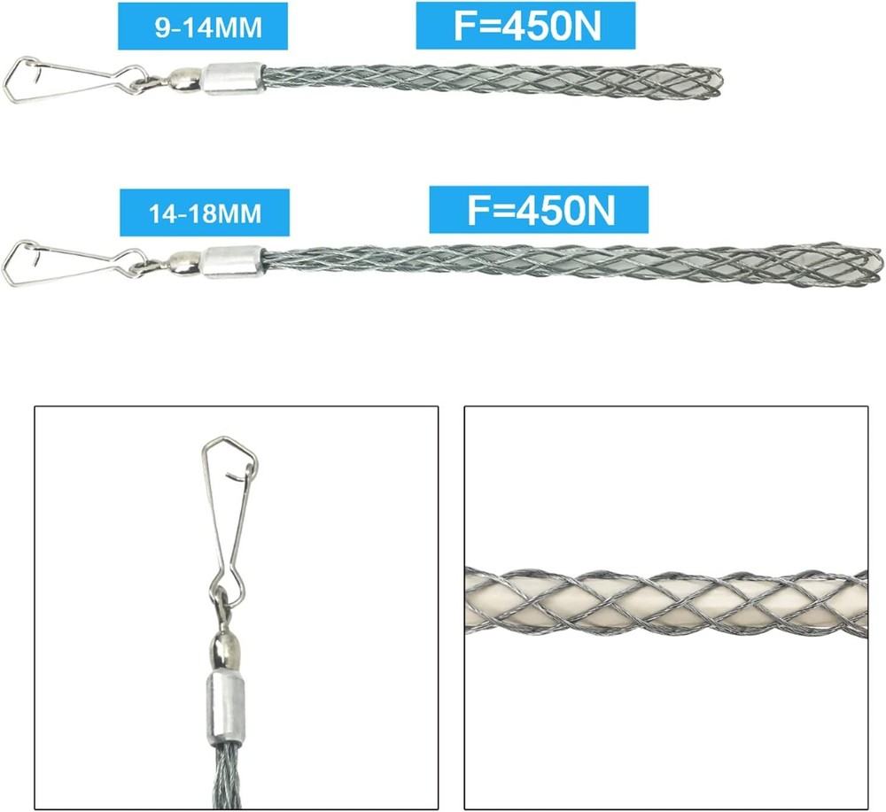Cable Pulling Grip Sock Galvanizing Steel Cable Sock Kit Antislip Flexible Eye M