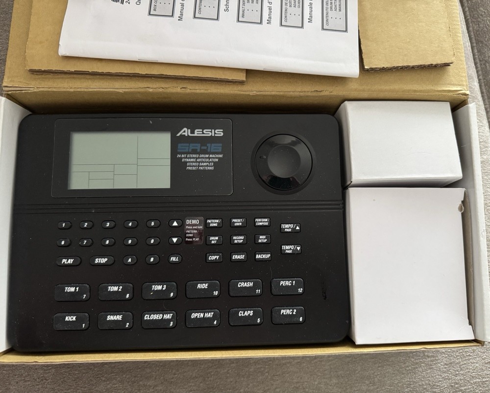 Alesis SR-16 Drum Machine Programmable MIDI w/ Power Adapter & Manual