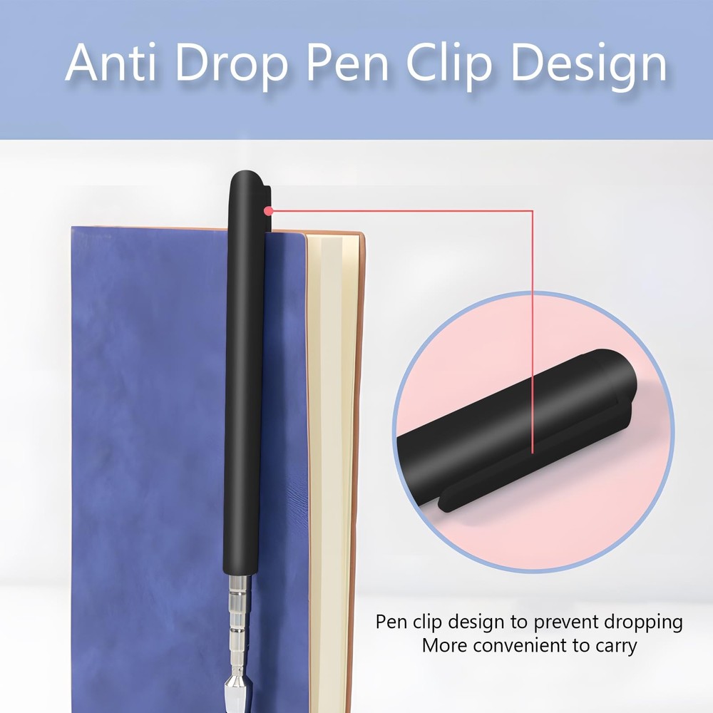 Universal Telescopic Stylus Pen for Touch Screens,Retractable Pointer Black-C