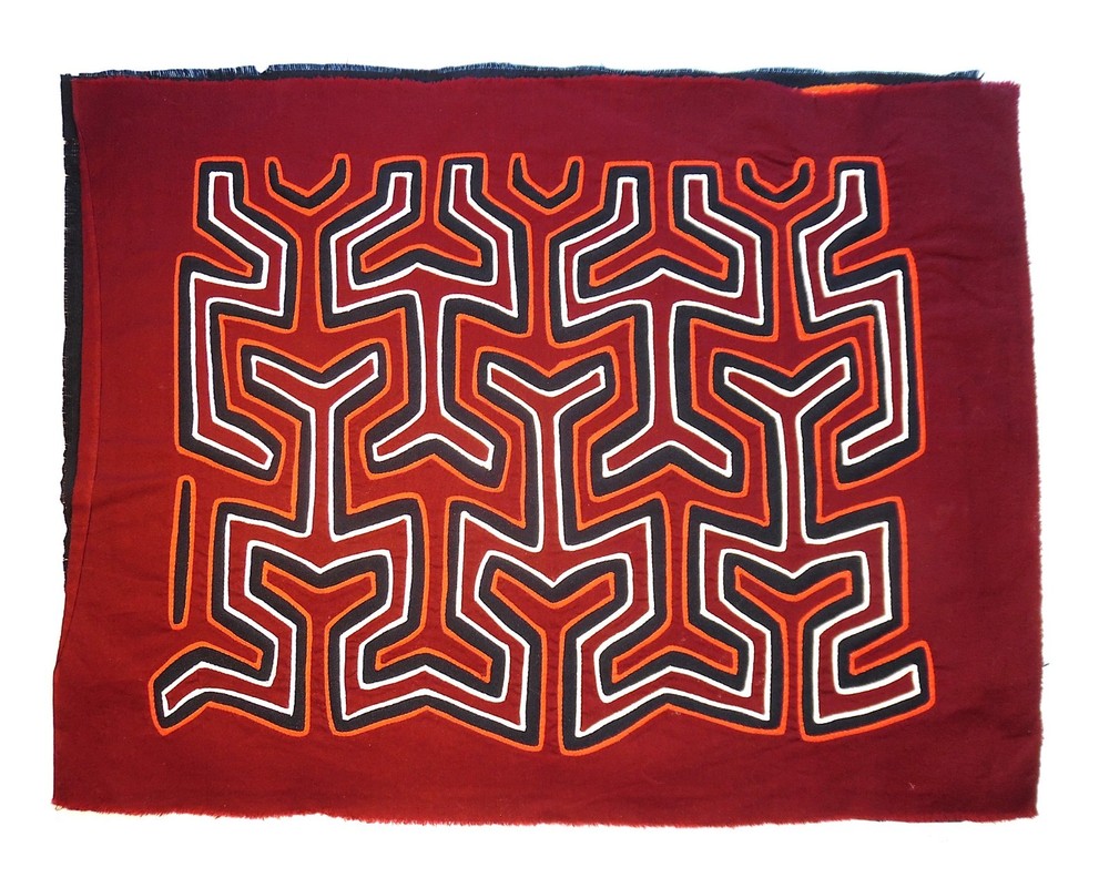 Nice Archetypal interlocking abstract pattern Kuna GUNA MOLA [Boston Primitive]