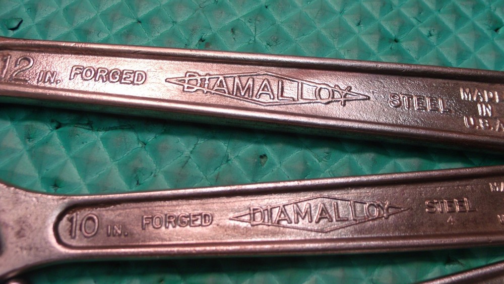 4 PCS. "DIAMALLOY" U.S.A. ADJUSTABLE END WRENCHES