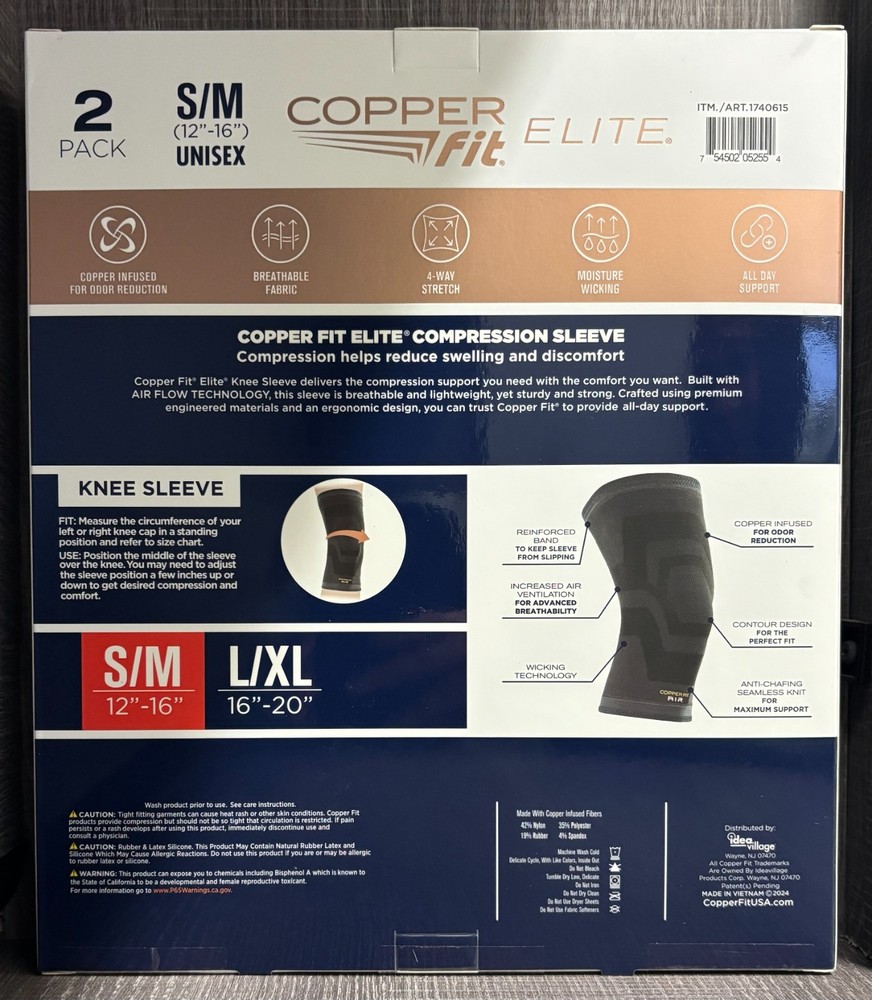 Copper Fit Elite 2-pk Compression Knee Sleeves - Multiple Sizes!