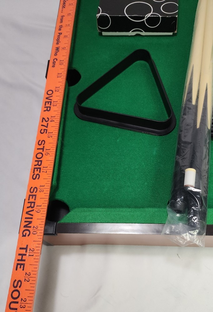 Miniature 20x12" Tabletop Billiards POOL TABLE SET Complete - USED ONCE **READ**
