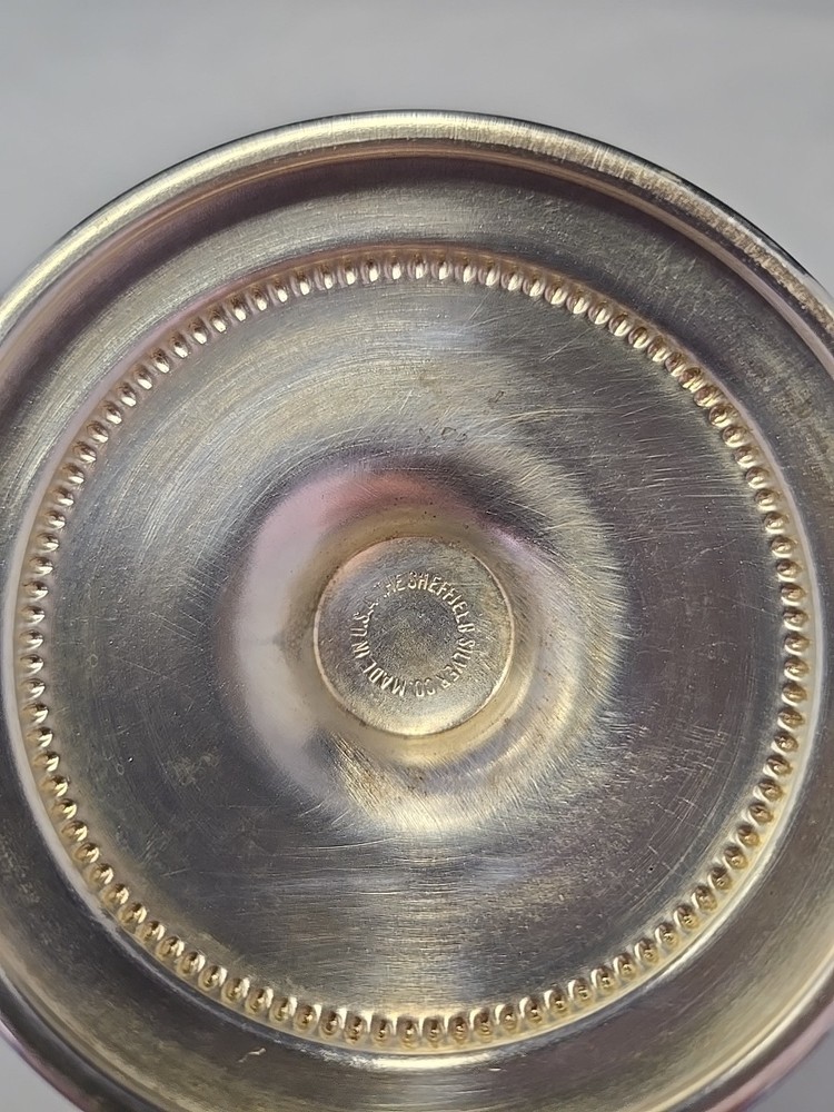 Silver Plated Compote Pedestal Dish Riser Grape Openwork Sheffield Co