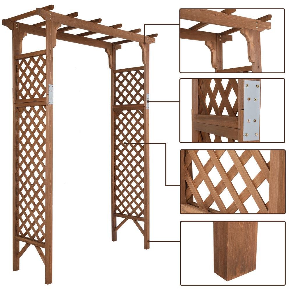 Arbor Over 7FT High Wooden Garden Arch Arbor Trellis Pergola Outdoor Patio Plant