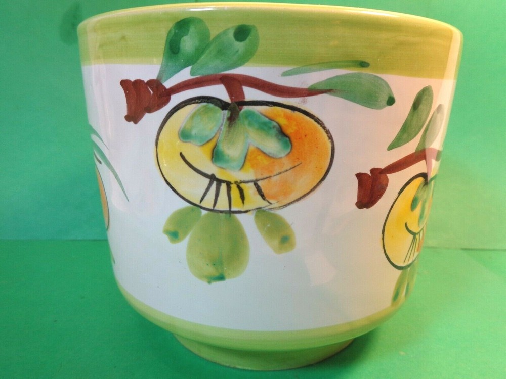 Fruit Pattern 5" Pottery Vase, Italy (Used/EUC)