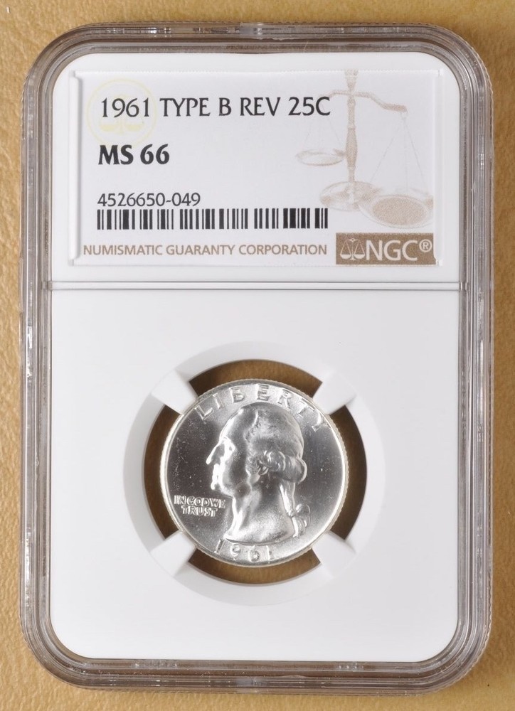 1961 P Washington Quarter 'Type B Reverse' NGC MS66