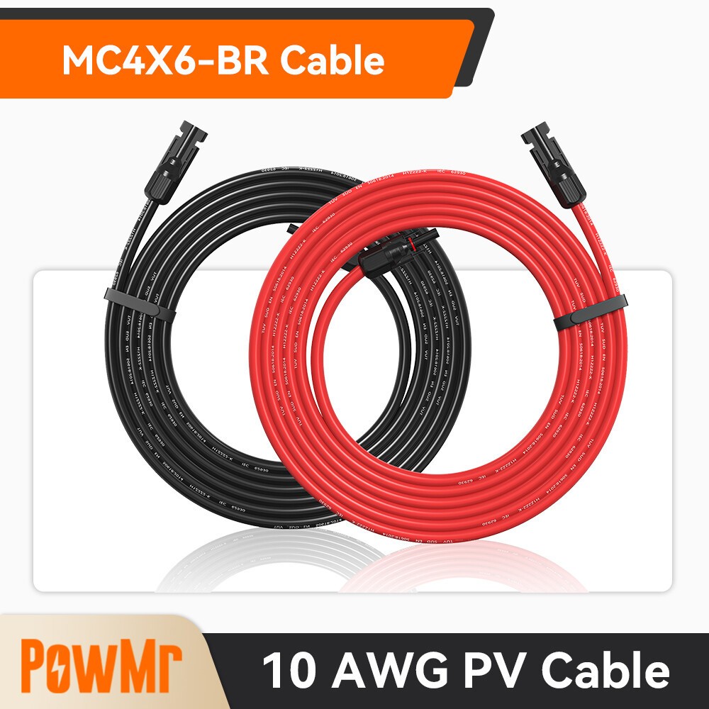 1 Pair Black+Red Solar Panel Extension Cable Wire Solar Connectors 10 AWG Gauge