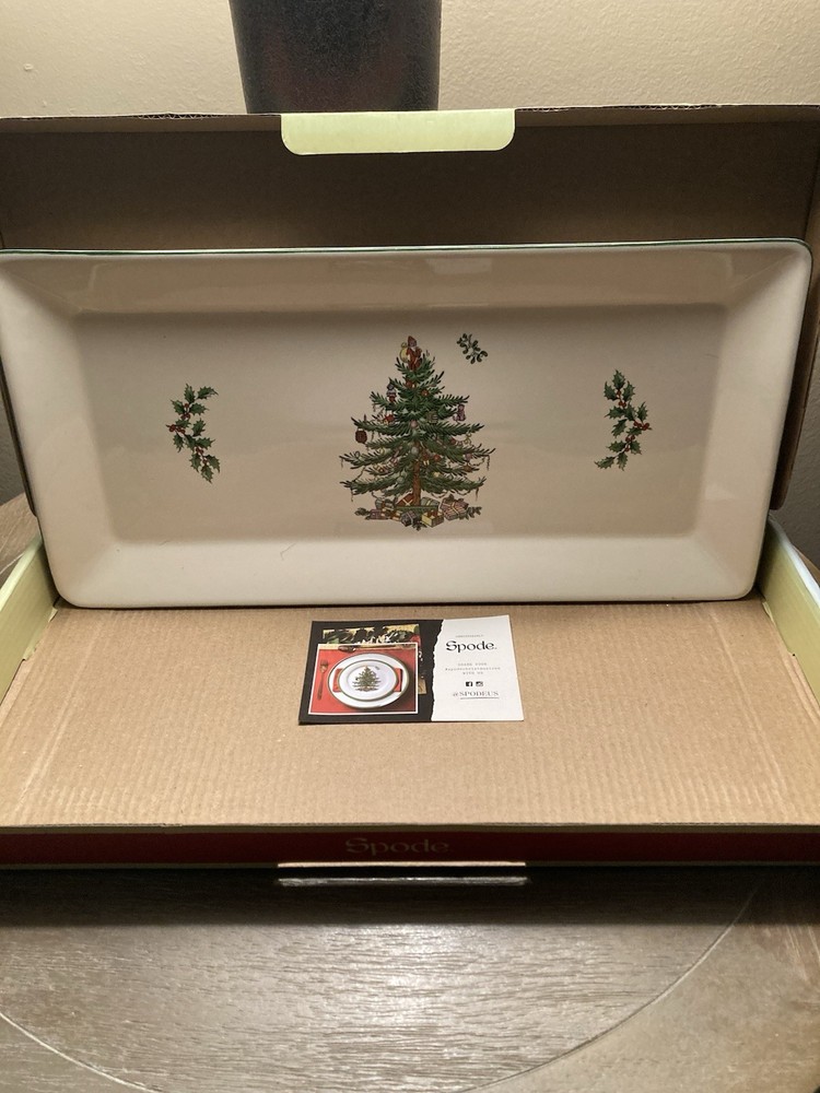 NIB Spode Christmas Tree 14” Rectangular Tray Service Ware Portmeirion Group