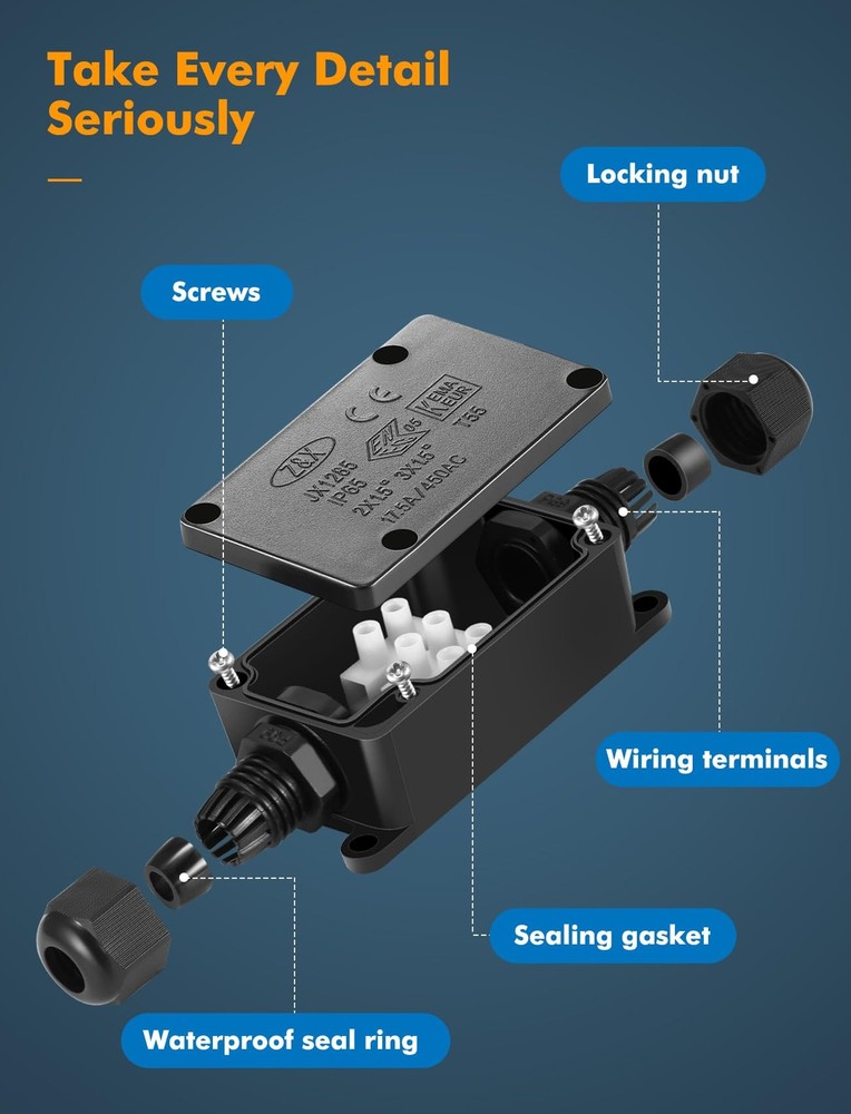 Junction Box - 8 Pack IP65 Waterproof 2 Way PG9 Electrical Junction Box Elect...