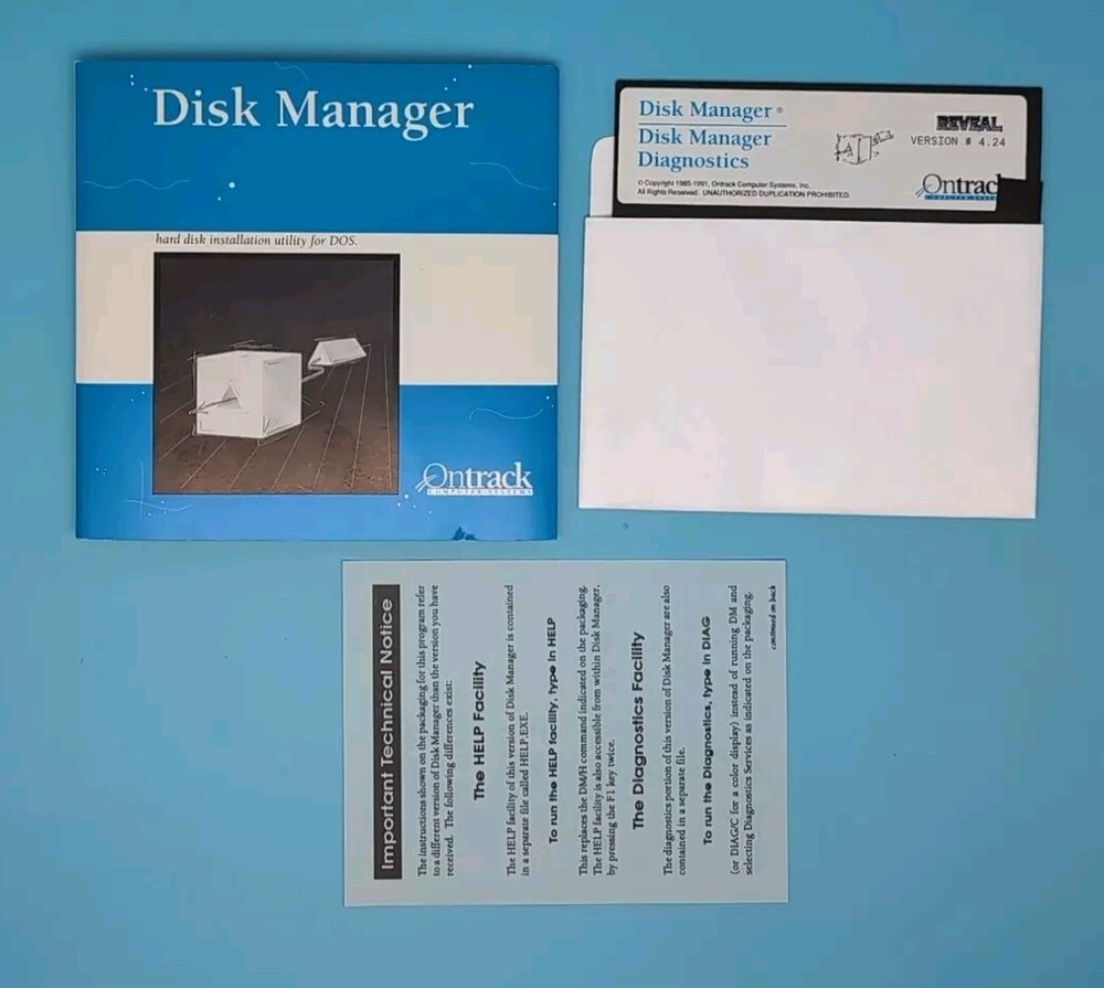 Vintage ONTRACK Disk Manager Software IBM PC 5.25" Disk Ver. 4.24 UNUSED