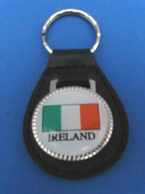 IRELAND FLAG BLACK LEATHER KEYRING KEYFOB #158