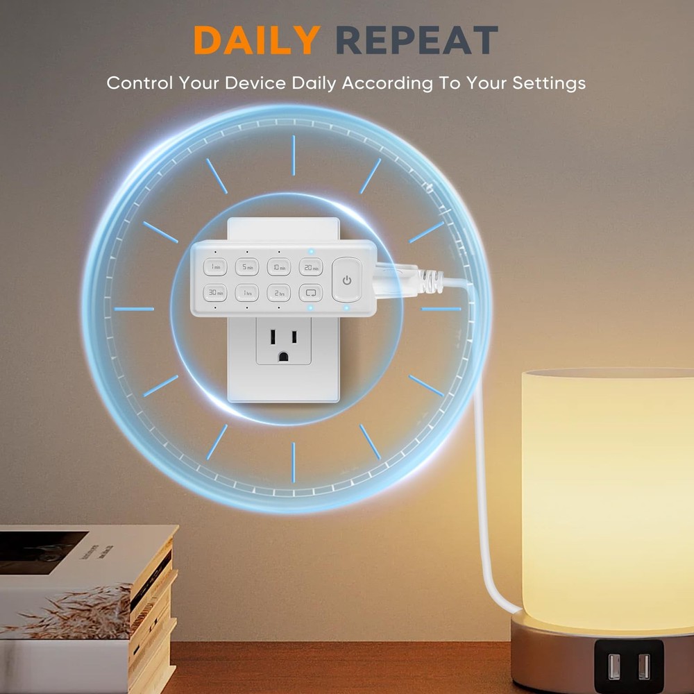 TOPELER Countdown Timer Dual Outlet, Programmable Electrical 2- Pack, White