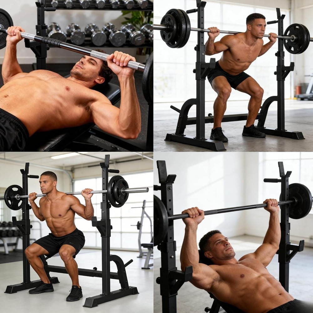 49IN Rack For Bench Press Stand ,Barbell Rack Stand Adjustable Multi-Functional
