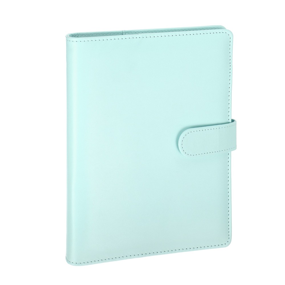 A5 PU Leather Binder Protector, 6 Ring Loose Leaf Notebook Shell, Blue
