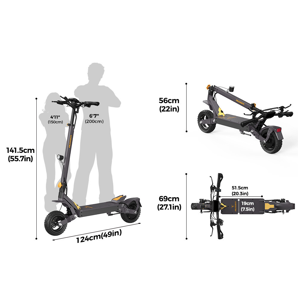 Ausom L1 Adults Electric Scooter,800W Motor,70km Range,10inch Tires E-Scooter