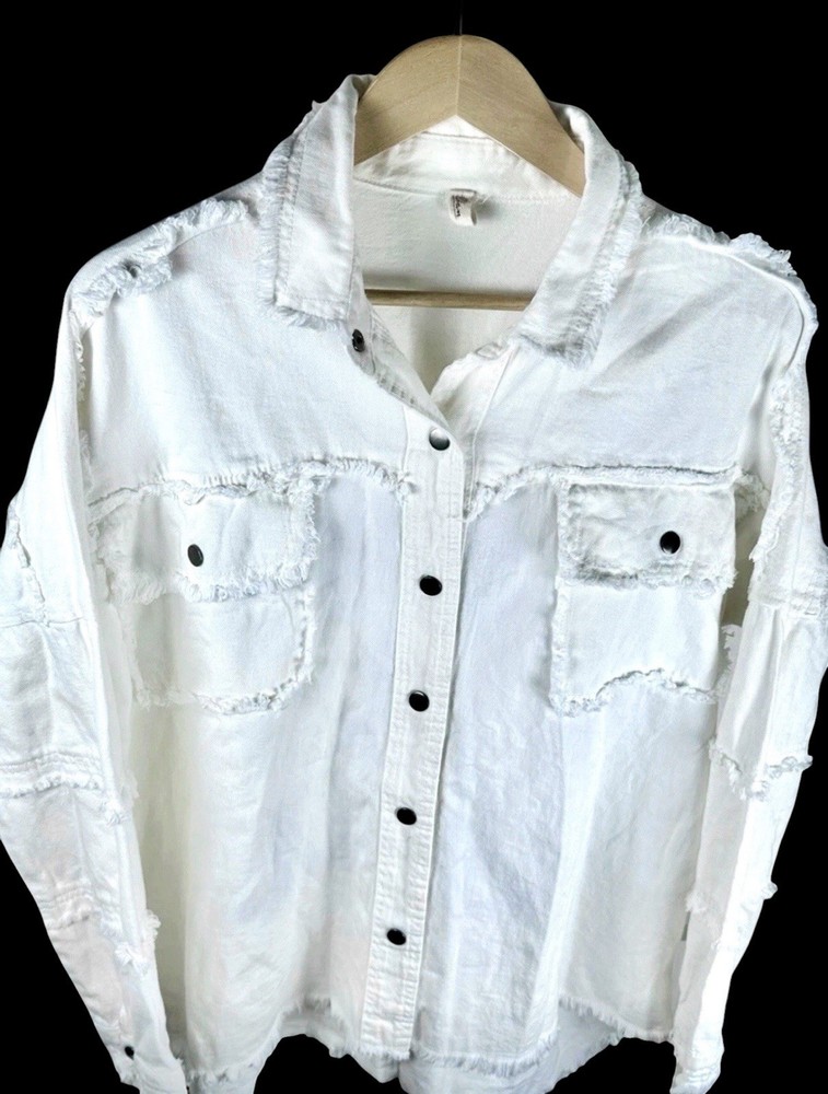 ELAN Rock & Roll OVERSIZED DISTRESSED SHIRT JACKET, SIZE Large