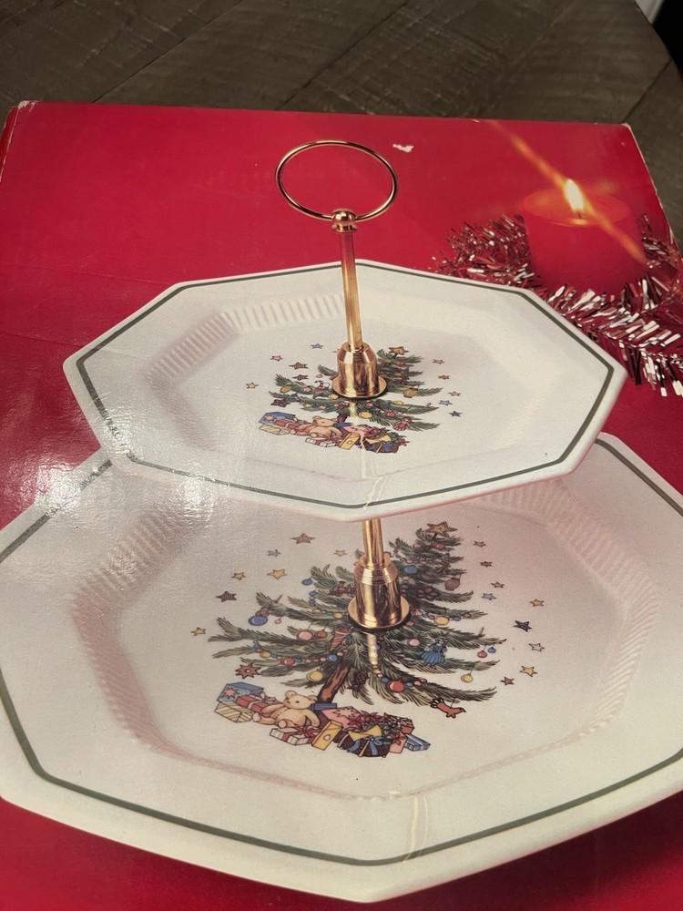Nikko Happy Holidays Pattern Two Tier Tray NIB