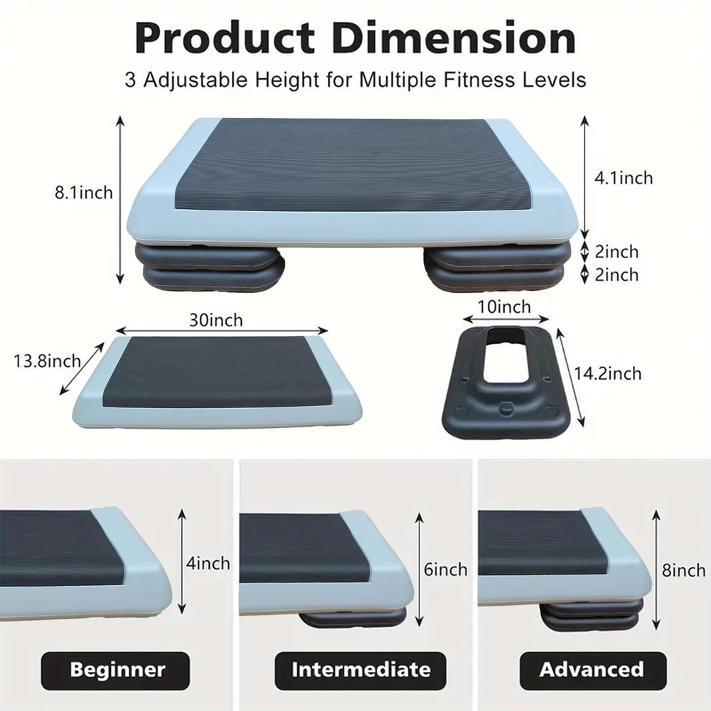 Adjustable Workout Aerobic Exercise Step Platform, Fitness & Exercise Step Pl...