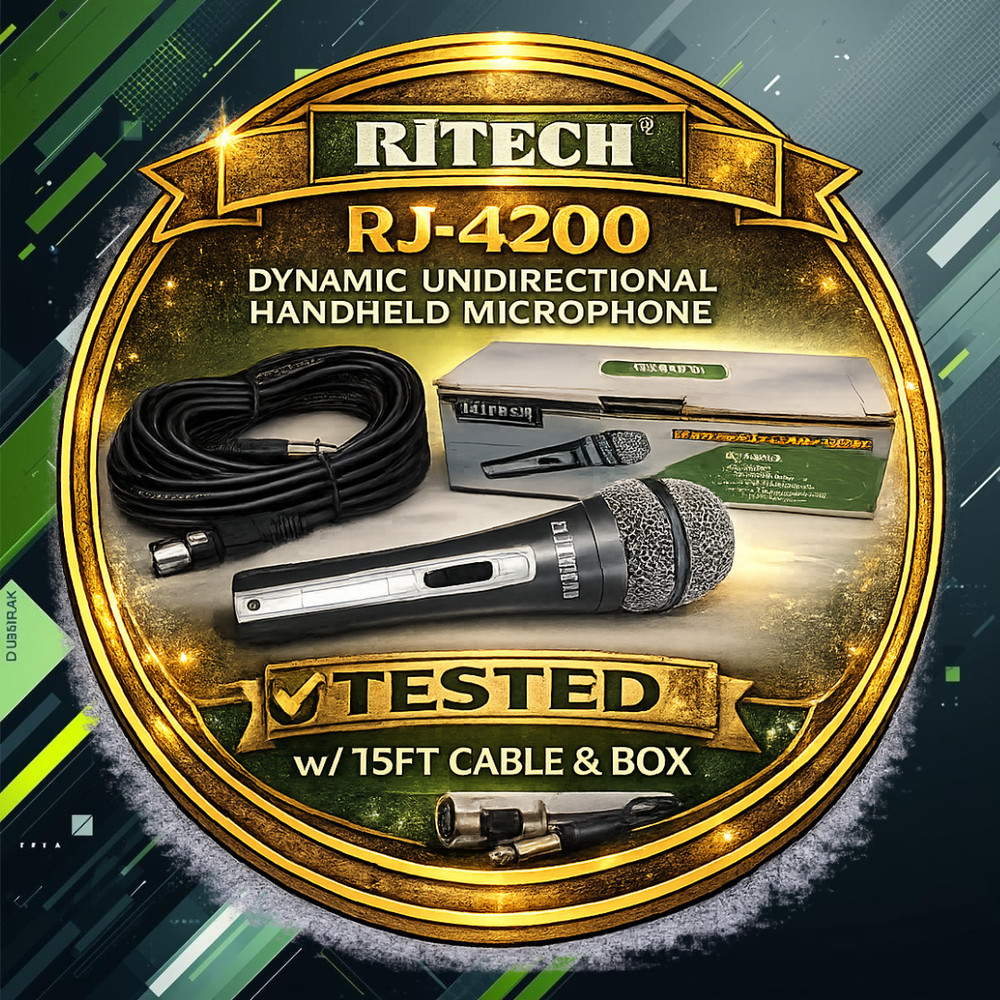 RiTech RJ-4200 Dynamic Unidirectional Handheld Mic Tested 15ft XLR-1/4 TS Cable