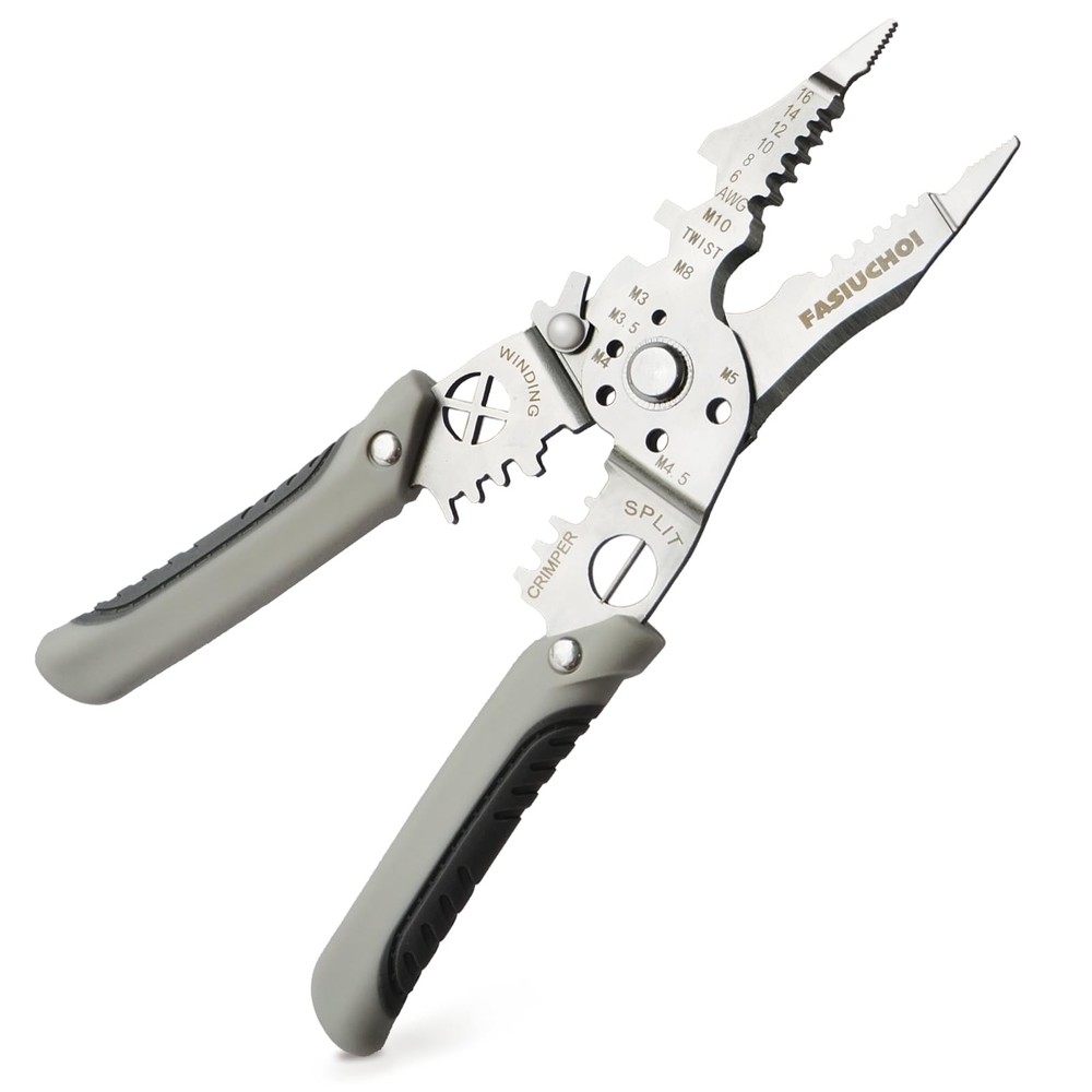 Multi-function Wire Stripper Tool Electrical, 9-in-1 Cutter & Grey