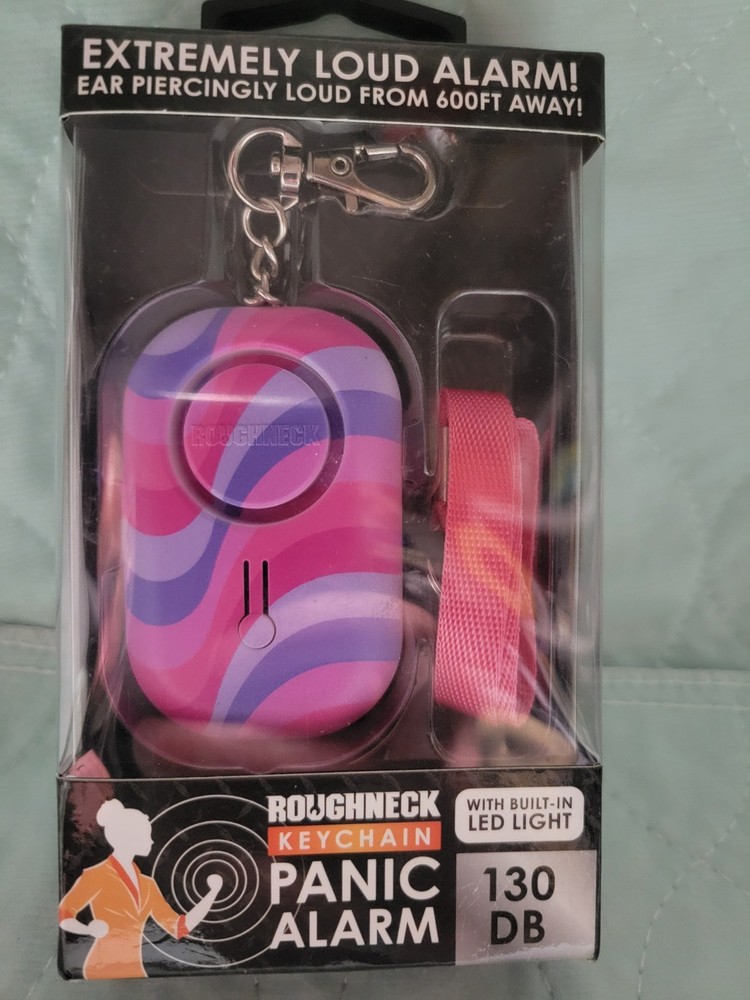 Roughneck Keychain Panic Alarm 130DB Built In LED Light Easy Emergency Pull