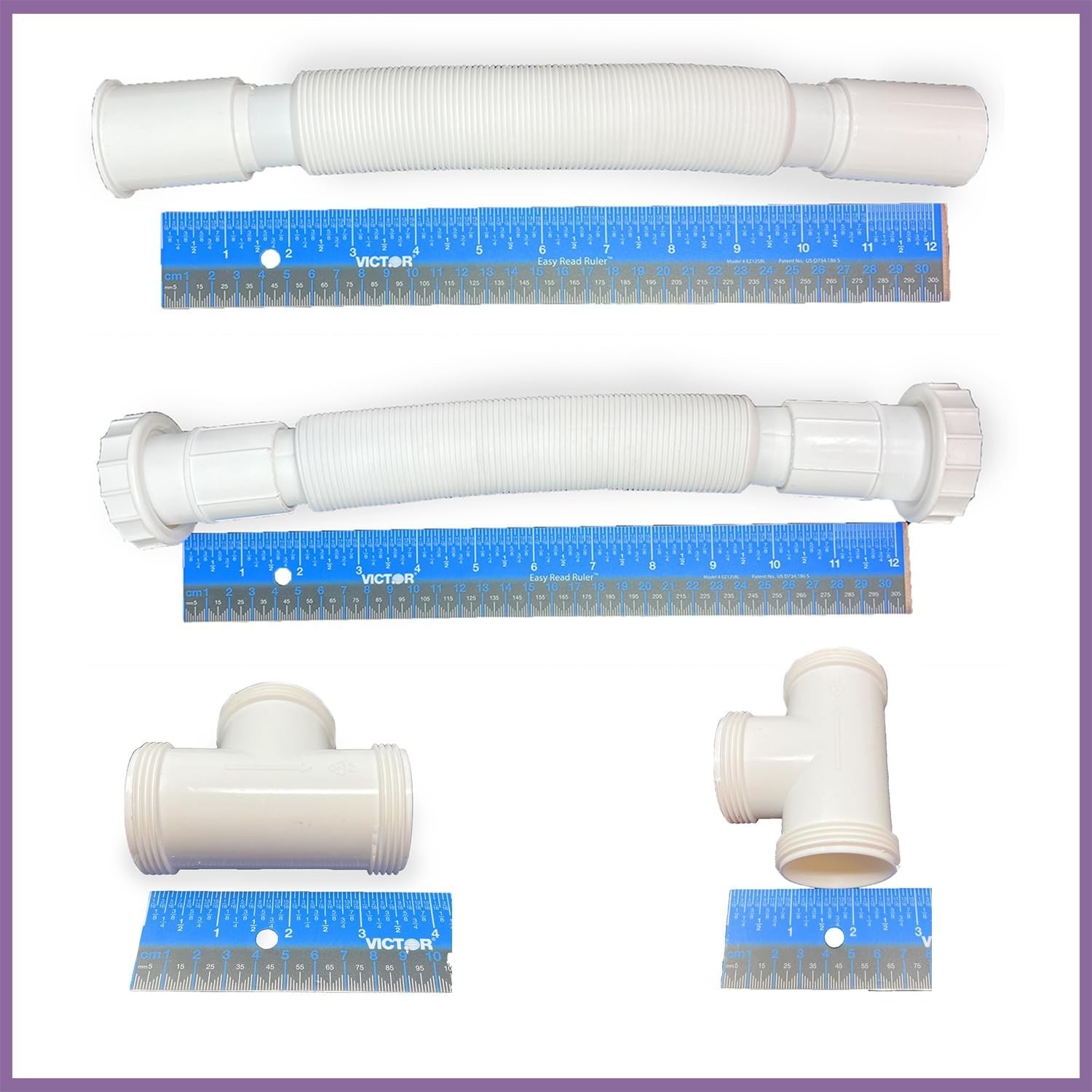 Kitchen Sink Drain Kit, 1-1/2” All-in-One Corrugated Flexible Pipe Set