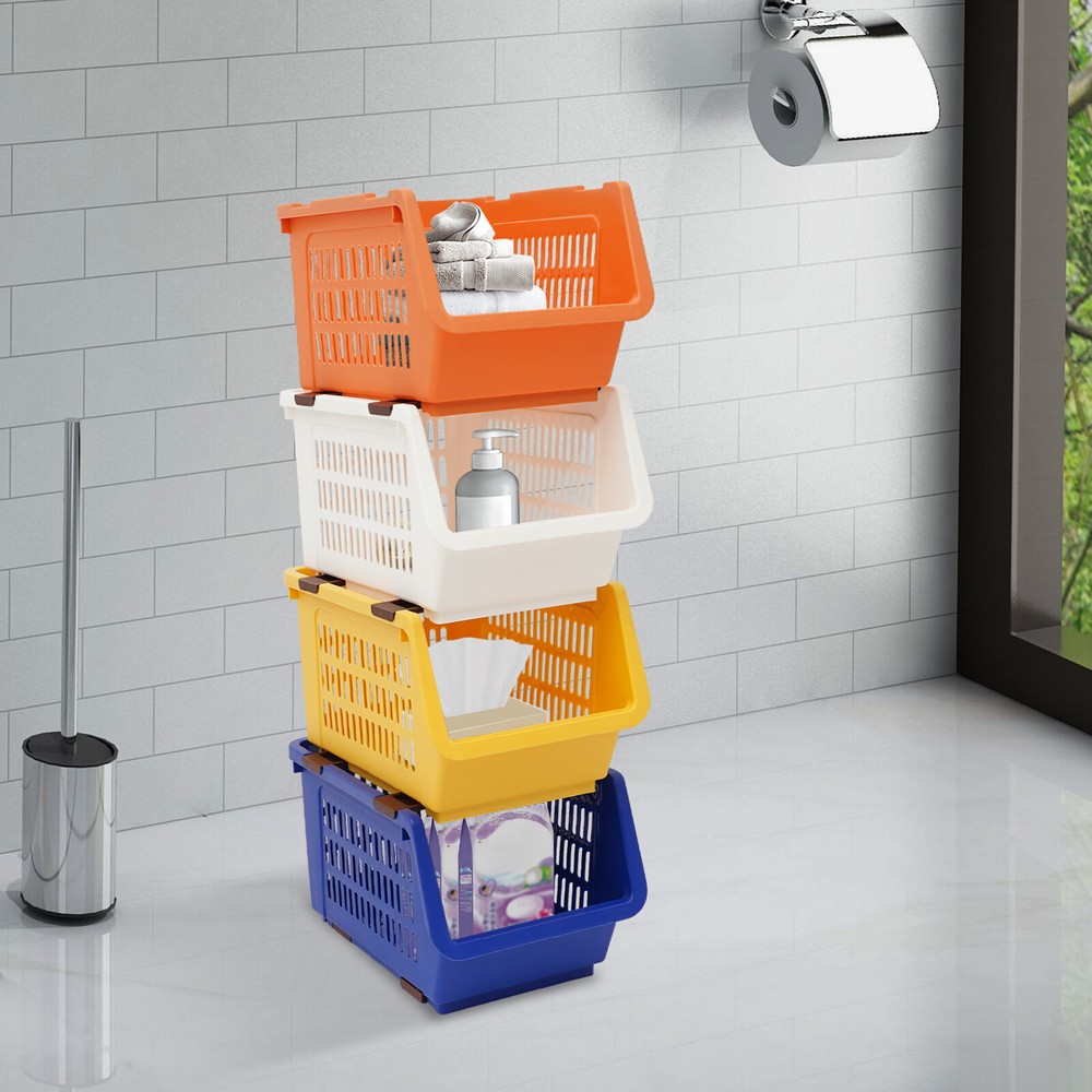 Set of 4 Stackable Storage Baskets | Organizing Bins