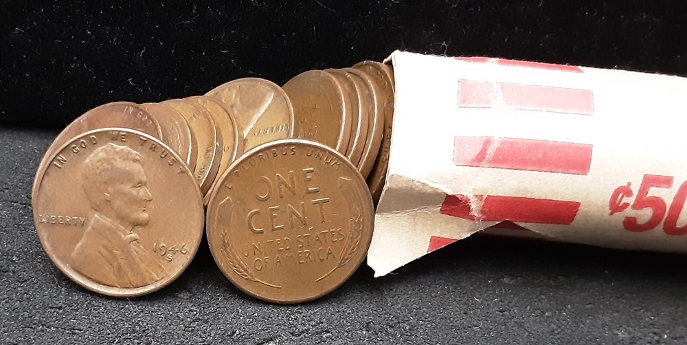 1946-S LINCOLN WHEAT CENT ROLL - CIRCULTAED - K3