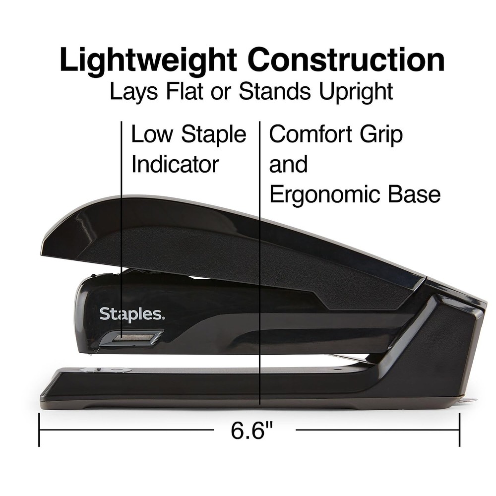 Black Office Staples One Touch Stapler 20 Sheets Capacity With Viewing Window