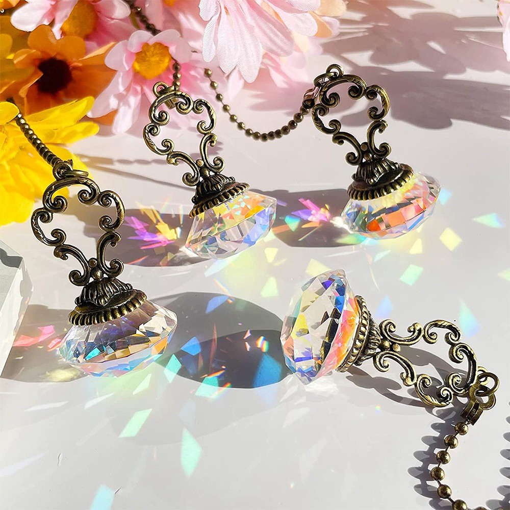 4 Pieces Artificial Crystal Ceiling Fan Pull Chains Pull Chain Extension7752