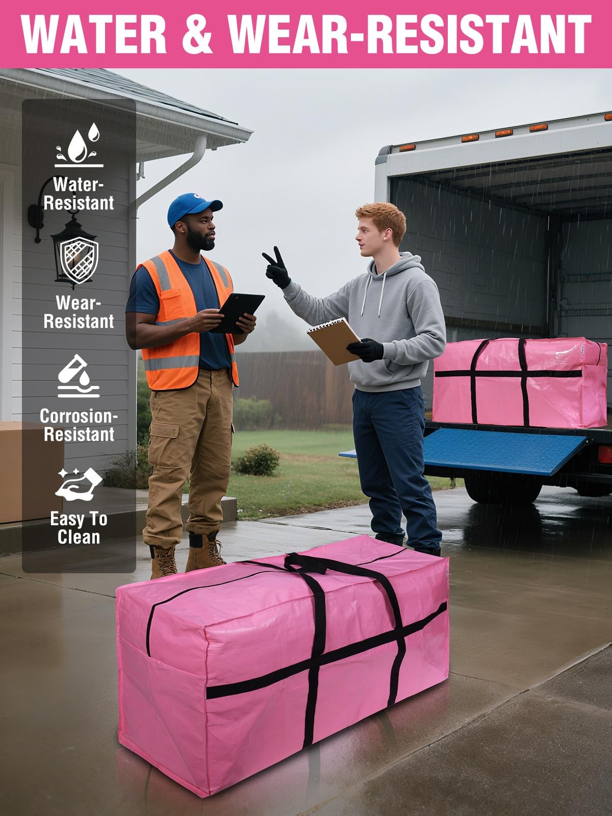 WORKPRO 2-Pack 66 Gallon Extra Large Moving Bags Heavy-Duty with Zippers Handles