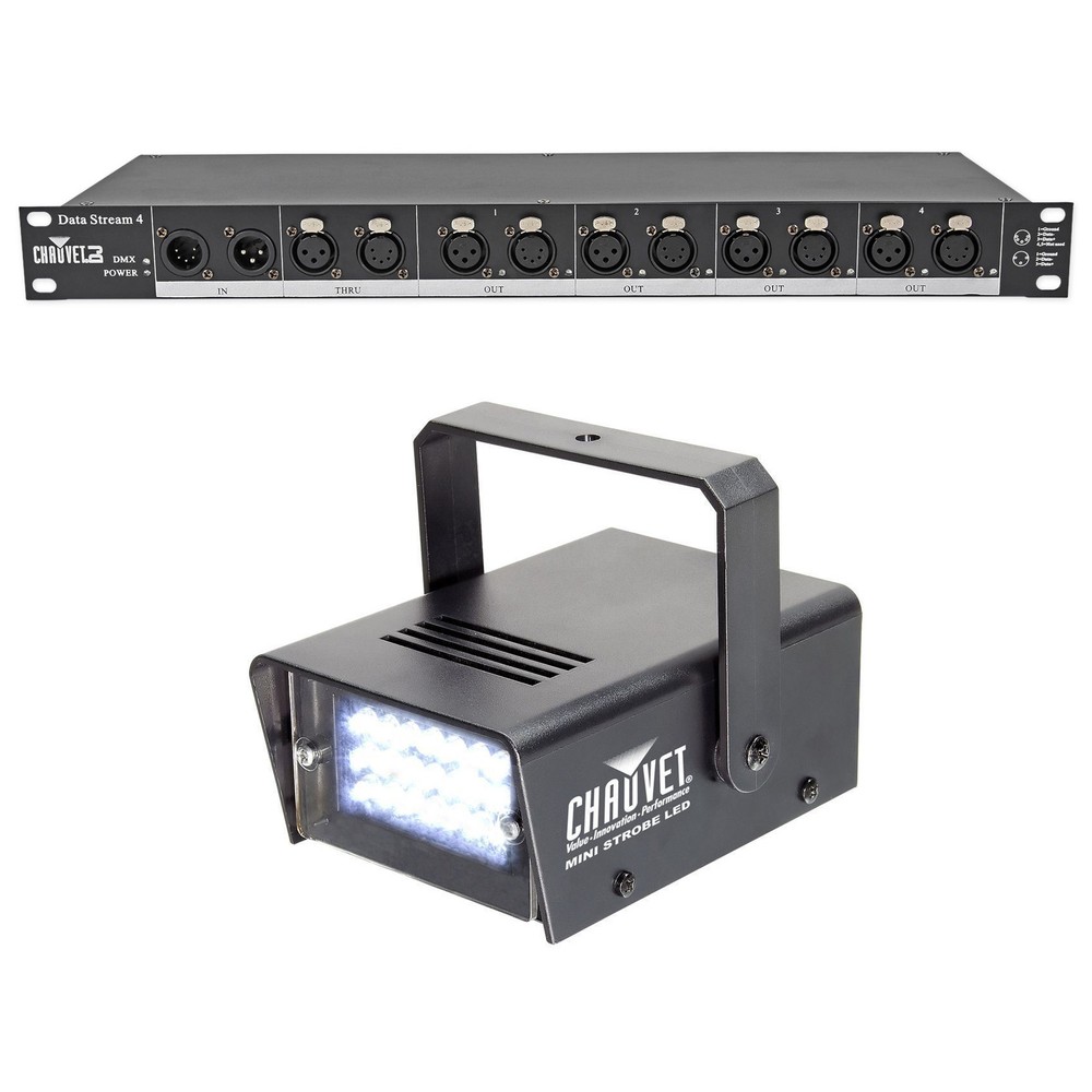Chauvet DJ Data Stream 4 Datastream 1 - 4 Optical Splitter+Strobe Light