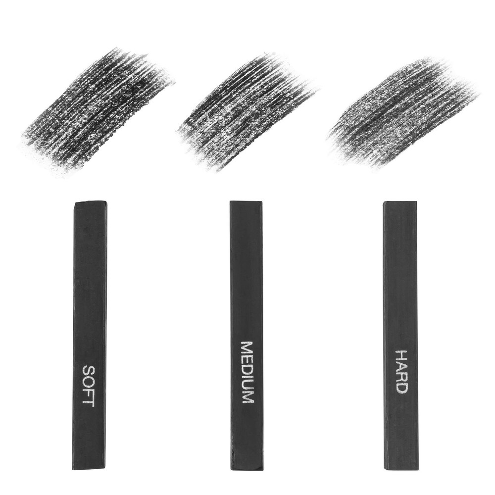 Pacific Arc Compressed Charcoal Sticks Soft 12 Pack for Drawing, Sketching, a...