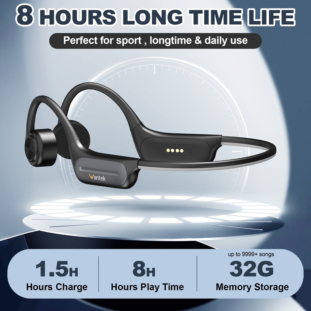Bone Conduction Earbuds Bluetooth IP68 32GB MP3 Open-ear Headphone for Workouts