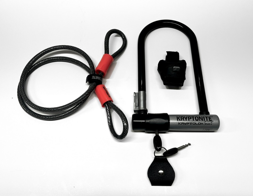 Kryptonite Kryptolok Standard Bike U-Lock w/ 4ft Security Cable, Bracket & Keys