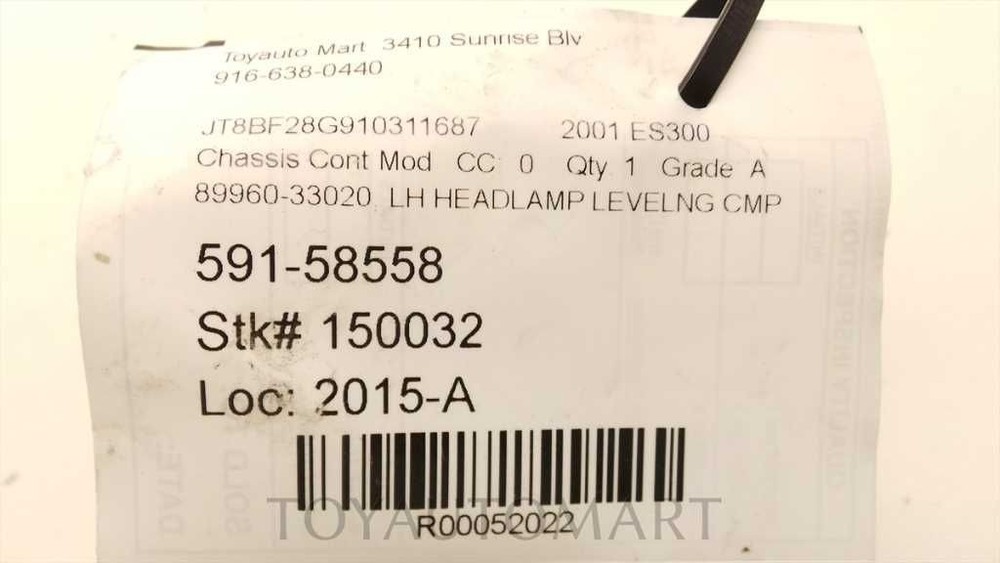 00-01 LEXUS ES300 HEADLAMP LEVELING CONTROL MODULE ECM ASSEMBLY